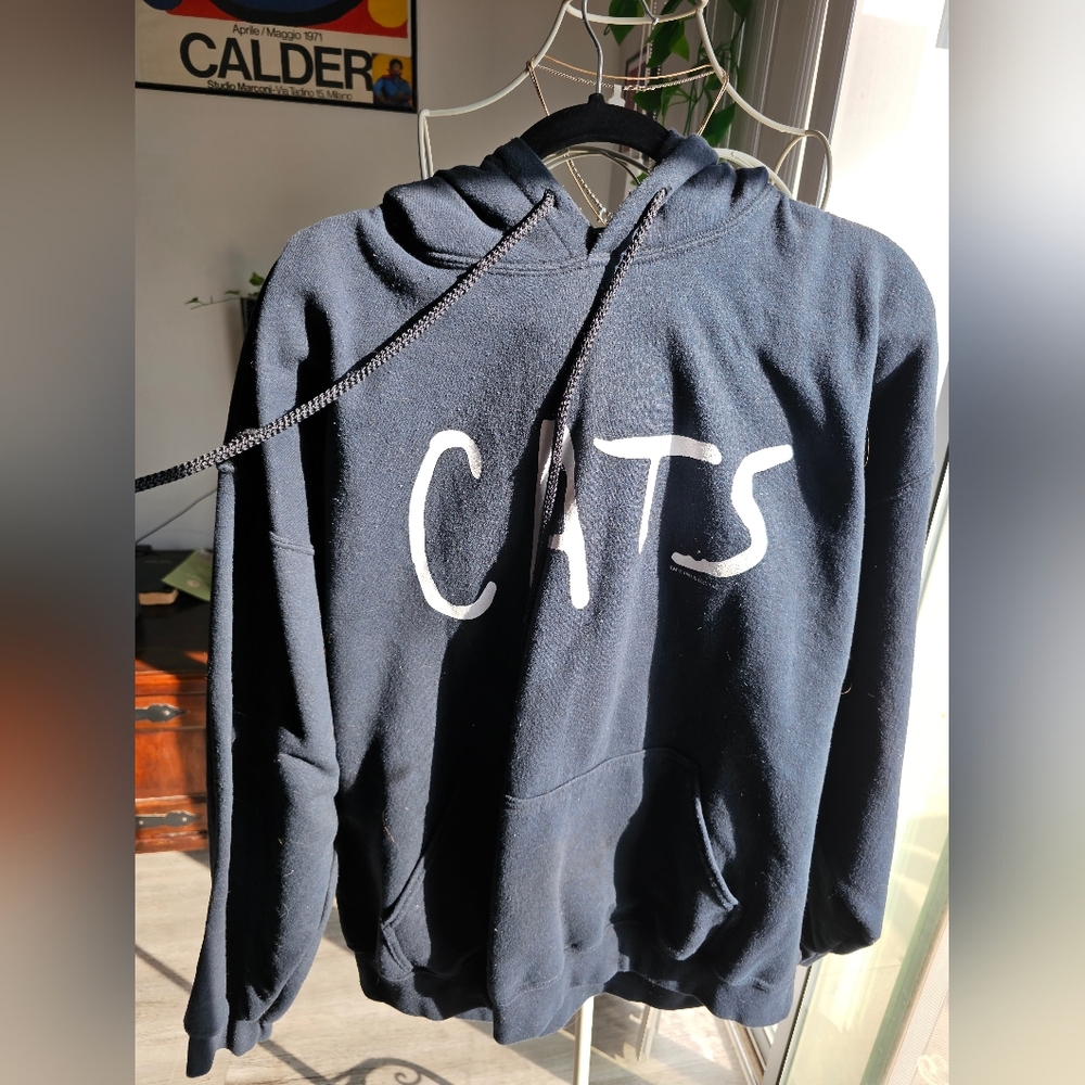 1981 Vintage Black CATS R U G. LTD On Broadway Play Hoodie for Cat Lovers